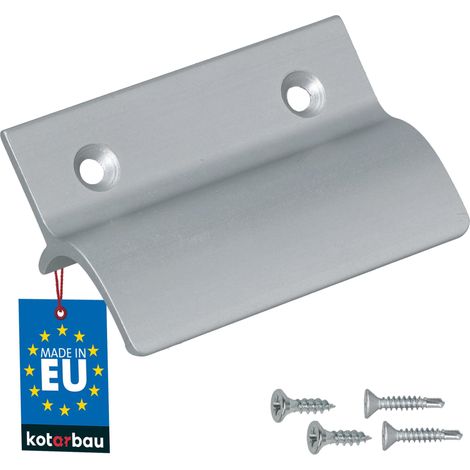 KOTARBAU® Poignée Extérieure Porte Fenetre 65 x 45 mm - Aluminium - Poignee de Baie Vitree Coulissante - Poignée de Porte de Terrasse avec Entretoise - Argent (1/4)