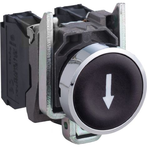 bouton poussoir - marquage flèche - affleurant - 1 no - noir - complet - schneider xb4ba3351 (1/2)