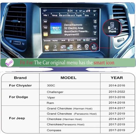 Interfaz para automóvil, CarPlay inalámbrico, integración con Android Auto, para sistema Dodge. (1/2)