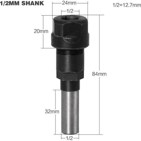 Extension de Collet pour Fraise - 1/4 Pouces + 8 mm + 1/2 Pouces - Pour Routeur Bois - Usinage Précis de Sculpture et Rainurage - Lot de 3 (1/5)