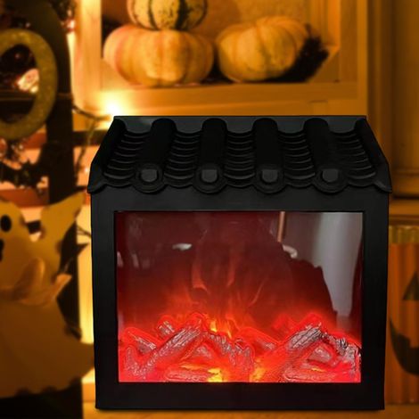Lanterna per camino, lanterna per camino senza fiamma con effetto fiamma, piccolo camino artificiale a LED con fiamma, decorazioni natalizie per interni, grondaie (1/4)
