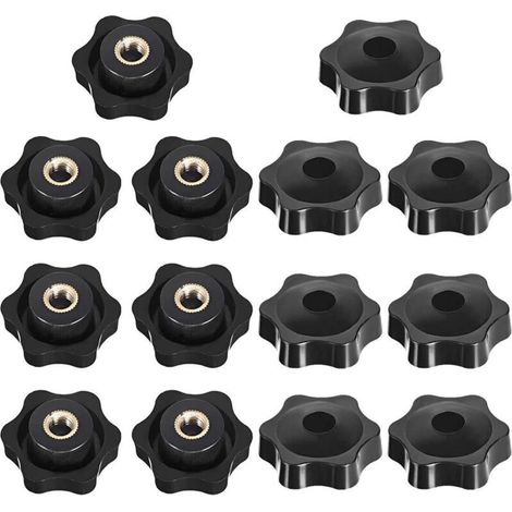 M8 Filetage Femelle de Serrage de Bouton, Étoile Tête Écrous De Serrage Bouton, Serrage Écrous Poignée Forme Étoile, Femelle Filetage En Plastique Noir, pour Machine-outil, 14 Pièces (1/5)