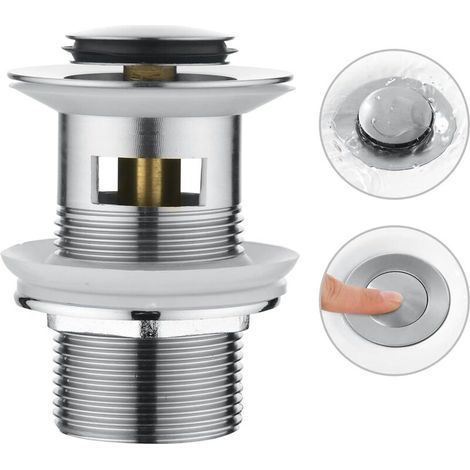 Bonde de Lavabo avec Trop-Plein, Vidage Lavabo Pop-up, Bonde de Vidage Universelle, Acier Inoxydable (1/5)