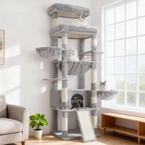 Arbre à Chat Stable 182 cm pour Grands Chats Adultes, MPJ080W (1/5)