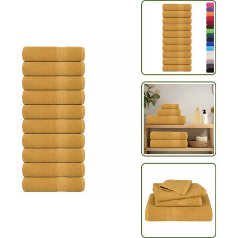 vidaXL Badetücher 10 Stk. Golden 100x150 cm 360 g/m² 100% Baumwolle (1/5)