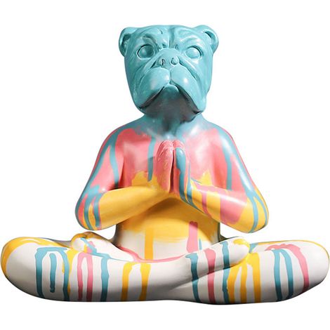 Chien résine peinture réaliste, figurine animalière aux yeux vifs, décoration pour maison jardin bureau, aspect vivant et lustré (1/5)