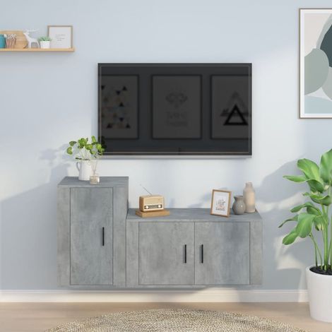 2 Piece TV Cabinet Set Concrete Grey Engineered Wood vidaXL (1/5)