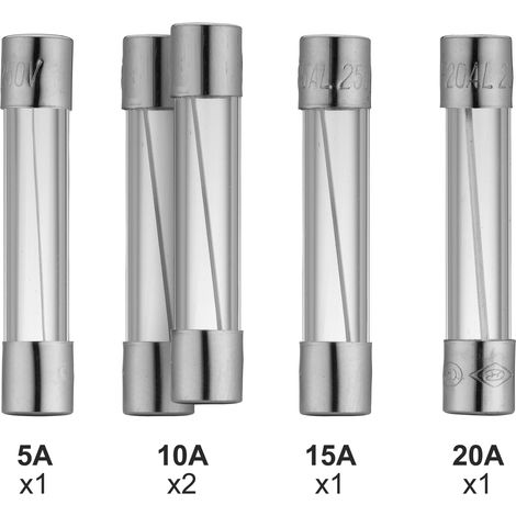 DEBFLEX - 5 FUSIBLES VERRES 1X ( 5A, 15A, 20A) 2X 10A