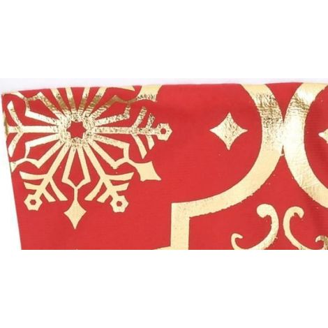 1 Jupe de sapin, rouge, motif neige, polyester, avec chaussette, pour décoration de Noël (1/3)