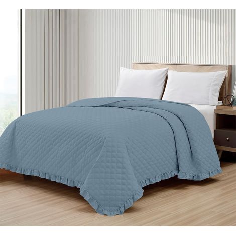 Copriletto Trapuntato Con Frill Matrimoniale Trapuntino Tinta Unita Due Piazze Con Balze Coperta Leggera Primavera Estate Trapunta Coperta Leggera Con Balza Applicata Carta Zucchero - Matrimoniale