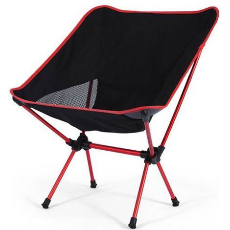 Small, Compact Folding Camping Chair for Adults (90kg) - Lightweight Backpacking Chair, Ideal for Outdoors, Fishing, Hiking, Picnics and Beach - Chair (Red) (1/4)