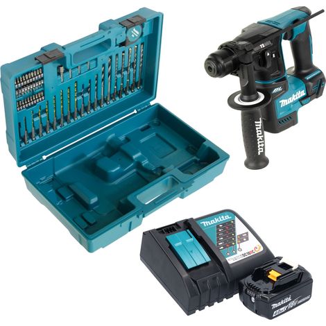 Makita DHR 171 RM1X3 Akku Bohrhammer 18 V 1,2 J SDS-Plus Brushless + 1x Akku 4,0 Ah + Ladegerät + 65 tlg. Zubehör Set + Koffer (1/5)
