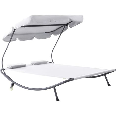 Mobili da giardino easycomfort double sun lounger ruote tettuccio regolabile (1/3)