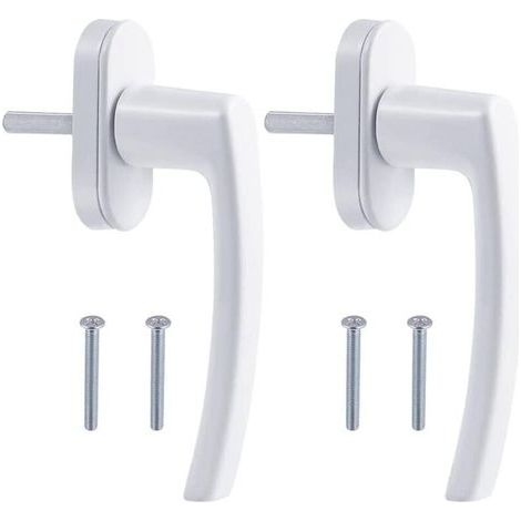 Lot de 2 Poignées de Fenêtre en Aluminium - Poignées Pratiques, Design Moderne, Installation Facile, Couleur Blanche (1/4)