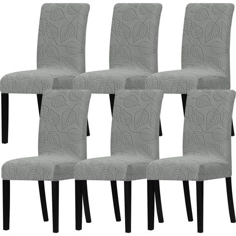 Juego de 6 fundas para sillas de comedor - Fundas para sillas de cocina y sillas Parsons (Gris oscuro)
