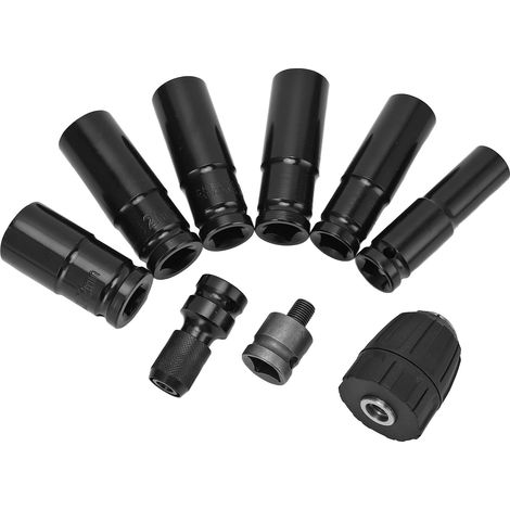 Kit de 9 douilles à impact hexagonales 1/2 po en acier à haute teneur en carbone pour réparation et entretien (1/5)