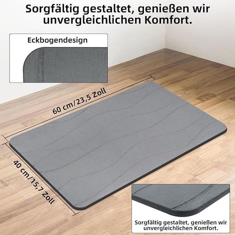 Diatomite Stone Tapis de Bain en Pierre, antidérapant, Super Absorbant, à séchage Rapide, Naturel, Facile à Nettoyer (Gris-3) (1/5)