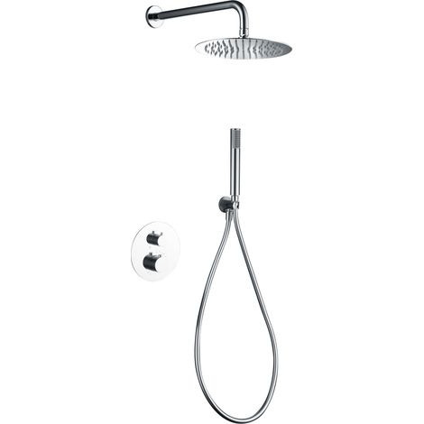 Ensemble de douche encastré avec thermostatique  Modèle GÉNOVA  Couleur Gris  Finition en Chrome [ IMEX® ]