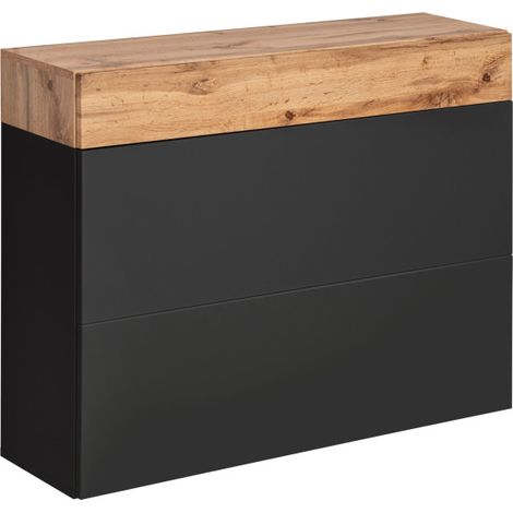 Meuble à chaussures avec portes + tiroir "Easy" - Type 09 - Noir/Beige - L 100 x H 80 x P 30 cm - Livraison gratuite (1/5)