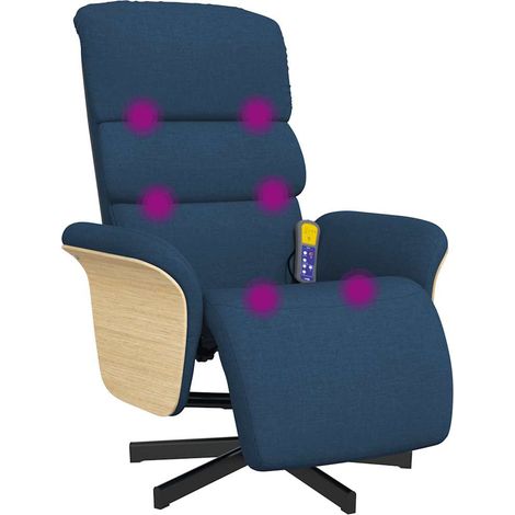 Fauteuil Inclinable - Fauteuil Relax avec repose-pieds bleu tissu fr17066 (1/5)