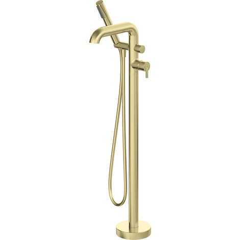 Wannenarmatur freistehend mit Brausegarnitur, Gold gebürstet, SILIA-30 (1/4)