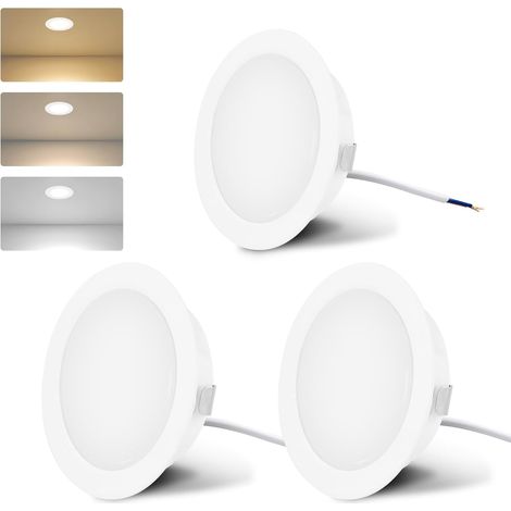 Spot Encastrable 230V pour Meuble IP44 3CCT Spot Salle de Bain 55-58mm 3.5W G4 Spots Plafond Extra Plat 20mm 3000K 4000K 6000K pour Hotte de Cuisine Salle de Bain 3PCS Blanc (1/5)