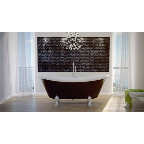 Baignoire îlot DANAKOS II 190x77 cm - Noir - Blanc