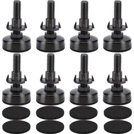 Lot de 8 pieds réglables en nylon pour meubles – Charge max 300 kg – Vis de réglage pour sols en bois, carrelage, moquette (1/5)