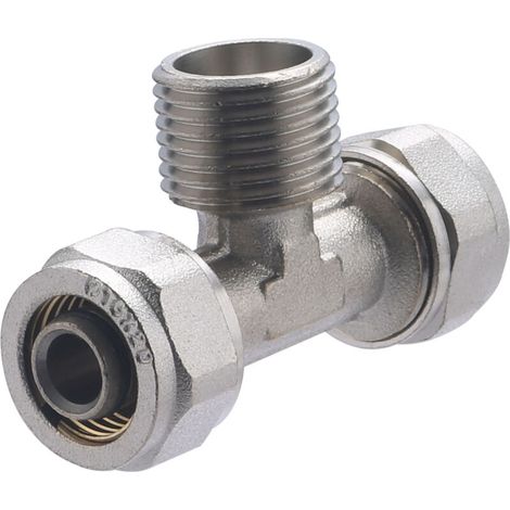 Té mâle à compression pour tube multicouche Ø16 - M15X21 (1/2) (1/5)