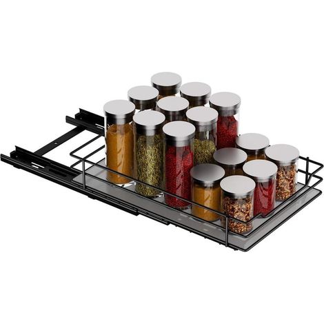Gewürzregal Ausziehbar Schrank Organizer Küche Metall Langlebig (1/5)