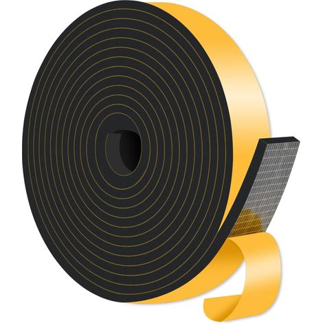Joint d'étanchéité pour porte, isolation phonique et thermique, mousse CR haute densité pour porte, cadre de porte d'entrée, fenêtres, porte coulissante (noir, 1 po x 0.39 po x 6.56 pi)