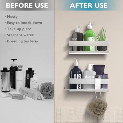 Duschablage ohne Bohren  Wandhalterung aus Edelstahl SUS304 für Duschgel und Shampoo