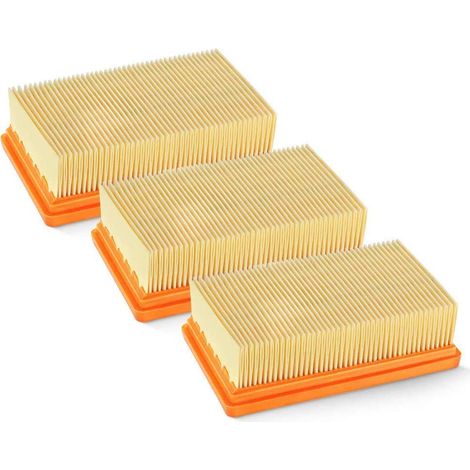 3 filtros planos plisados de repuesto Karcher, filtro plano, filtro para aspiradora, MV4 MV5 MV6 WD4 WD5 WD6, WD4P WD5P WD6P, aspiradora para sólidos y líquidos - Reemplaza 2,863-005,0 (1/4)