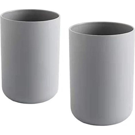 Set portaspazzolino da 2 pezzi, portaspazzolino da bagno, bicchiere, bicchiere in plastica da 300 ml (grigio e grigio) (1/4)