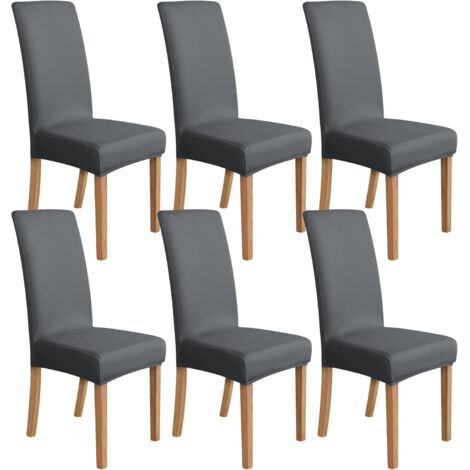 Lot de 6 Housses extensibles pour chaises de salle à manger, 48x48x70centimètres, gris foncé (1/5)