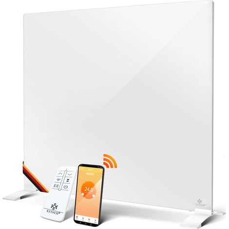 KESSER® Infrarotheizung, Aluminiumheizung Energiesparend 2in1 Standgerät & Wandmontage, Elektroheizung mit Erkennung Offener Fenster + Fernbedienung, APP-Steuerung, Weiß / 350W (1/5)