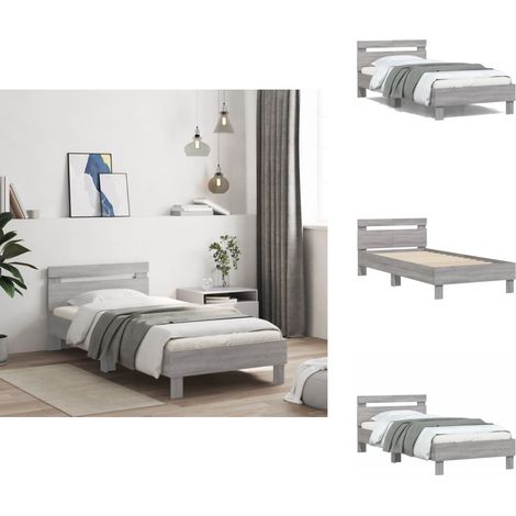 Cadre de lit sans matelas avec tête de lit 100x200 cm - Cadre De Lit - Lit Double - Lit Avec Têtedé Lit - Bois D'ingénierie - Sommier (1/5)