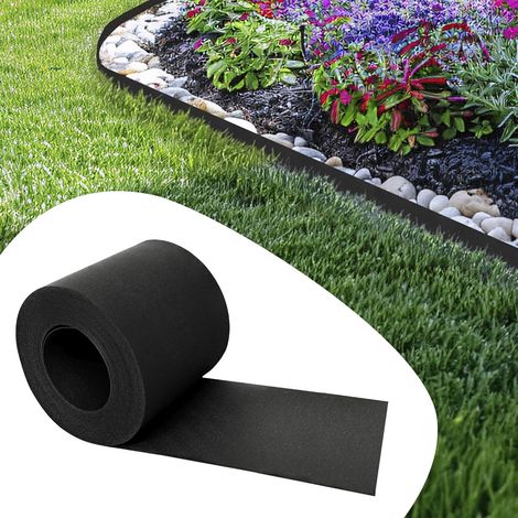 Bordure de pelouse Flexible - en Plastique - Longueur : 10 m - Hauteur : 12 cm - Noir (1/5)