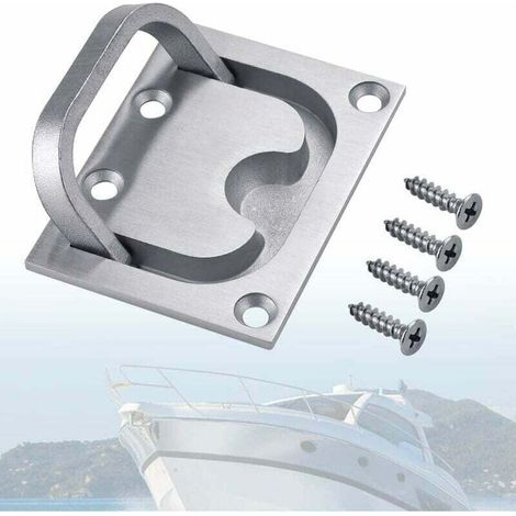 Maniglia per cassetto incassata, maniglia in acciaio inox marino, maniglia per portello di barca, montaggio a filo per portello di barca con 4 viti per armadietti con ante scorrevoli (76 x 57 mm), Sta