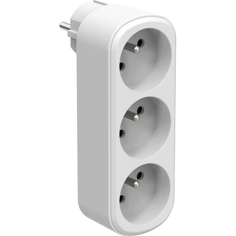 Adaptateur Fiche Multiprise Triplite Prima 3 Prises françaises 16A (2P+T), Adaptateur Murale, Blanc (1/5)