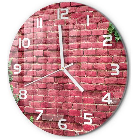 Horloge Murale Ronde Décoration Salon Moderne Verre Trempé Artistique Mur de briques fi 30 cm (1/5)
