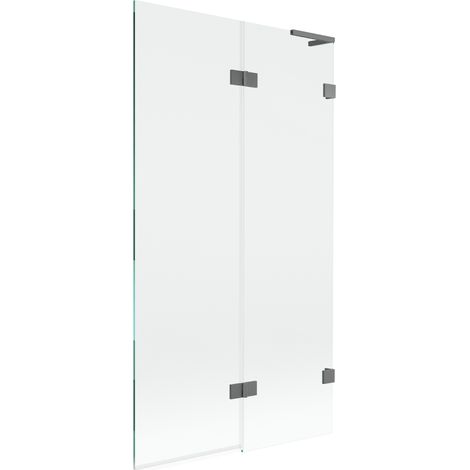 Mexen Lunar L Badewannenwand 2-flügelig rechts 100 x 150 cm, transparent, Gun Metal - 897L-100-100-95-00-P (1/5)