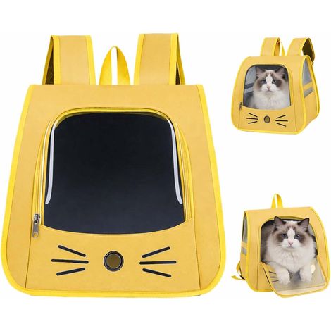 Sac Transport Chat,35×35×25cm Sac à Dos pour Animal,Sac pour Chat Pliable Portable,Sac à Dos pour Animal de Compagnie,pour Les Petits Animaux domestiques tels Que Les Chats et Les Chiens (Jaune) (1/5)