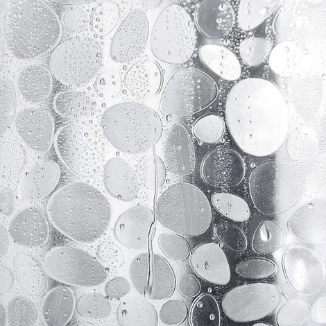 Doublure de rideau de douche imperméable à 12 crochets - Motif galets blancs- 180 x 200 cm (1/5)