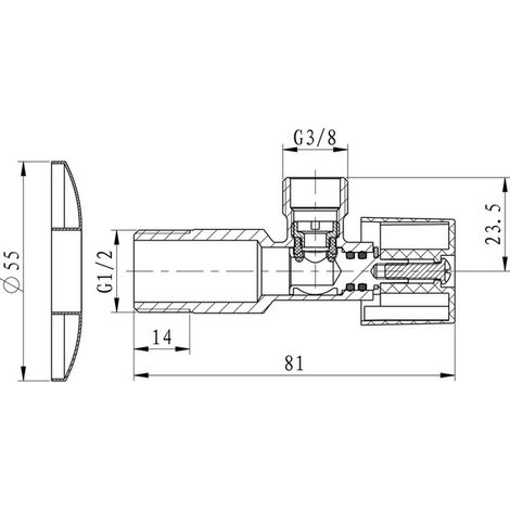 Vanne d'angle 1/2" vers 3/8" Robinet d'arrêt de sécurité en laiton chromé quart de tour pour lavabo toilettes machine à laver lot de 2
