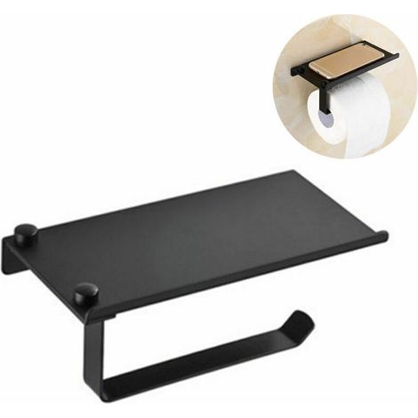 Porte-papier toilette Porte-rouleau de papier toilette avec support de téléphone portable, porte-rouleau de papier toilette sans perçage (1/5)