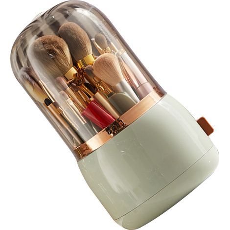 Boîte Rangement Organisateur Pinceaux Maquillage Rotative Anti-Poussière Multifonction Vert Clair Maison (1/3)