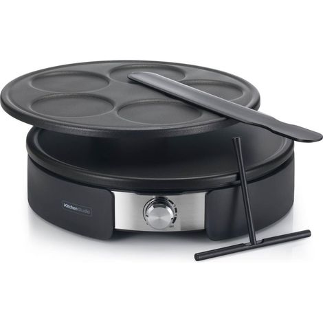 Kitchenchef – Crêpière 1500W – Plaque de 37cm – Pour crêpes normales et mini crêpes – Noir (1/10)