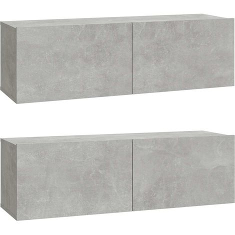 Mobili TV  Armadietto TV  Mobile Porta TV da Parete 2 pz Grigio Cemento 100x30x30 cm in Legno (1/5)
