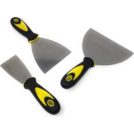 Couteaux à Mastic - Jeu de Spatules en Acier Inoxydable - Couteau à Enduire - Spatule de Platrier - Ensemble de 3 Pièces - 3 Mesures - (1/5)
